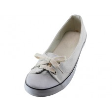SS0580L-W - Wholesale Women's "EasyUSA" Lace Up Canvas Shoe ( *White Color )